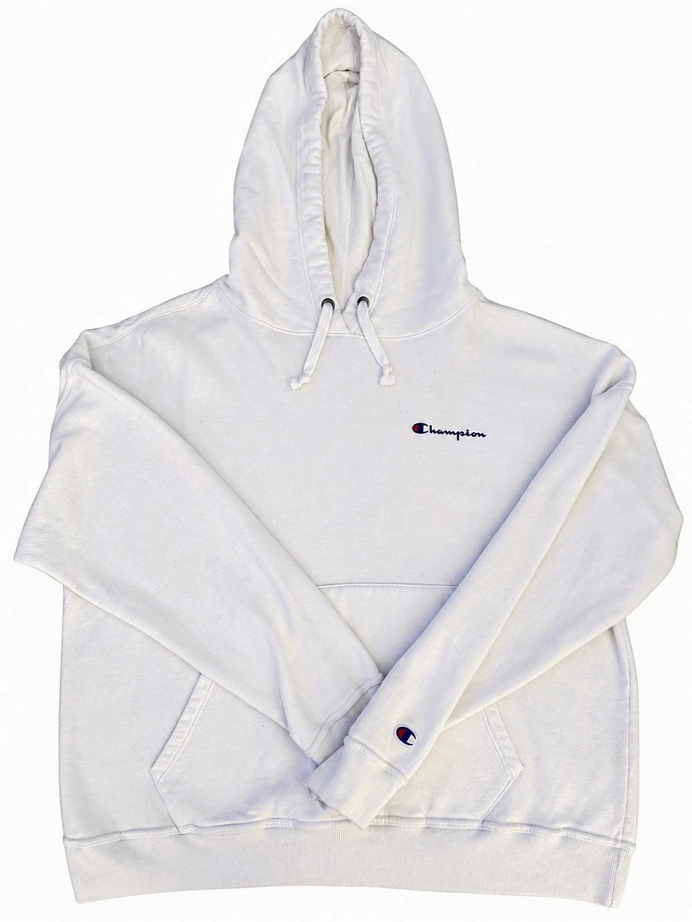 Champion Powerblend Script Logo Pullover Hoodie White